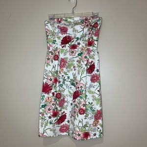 Old navy Pink Floral Strapless Fit and Flare Casual Cocktail Mini Dress- size 0